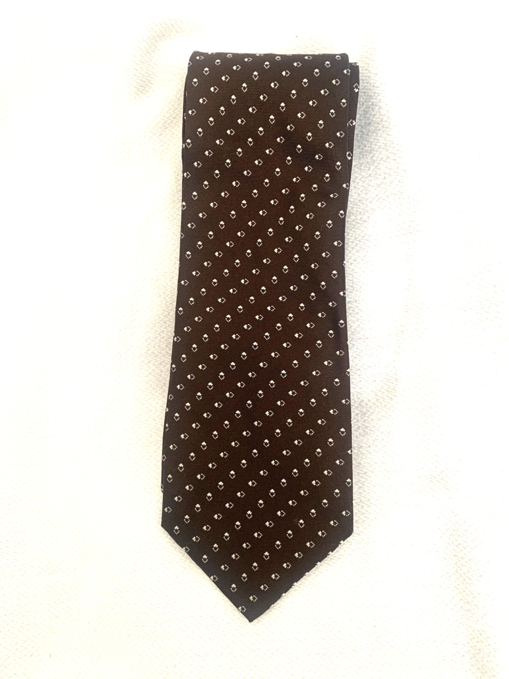 Prada Men’s Tie ( Brown - micro-geometric pattern)